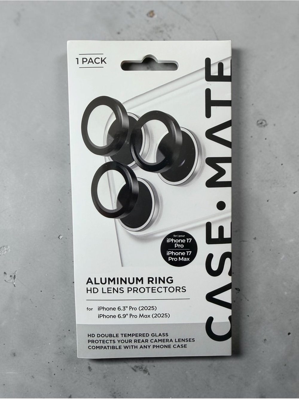 Case-Mate Black Aluminum Ring HD Lens Protector for iPhone 17 Pro / Pro Max